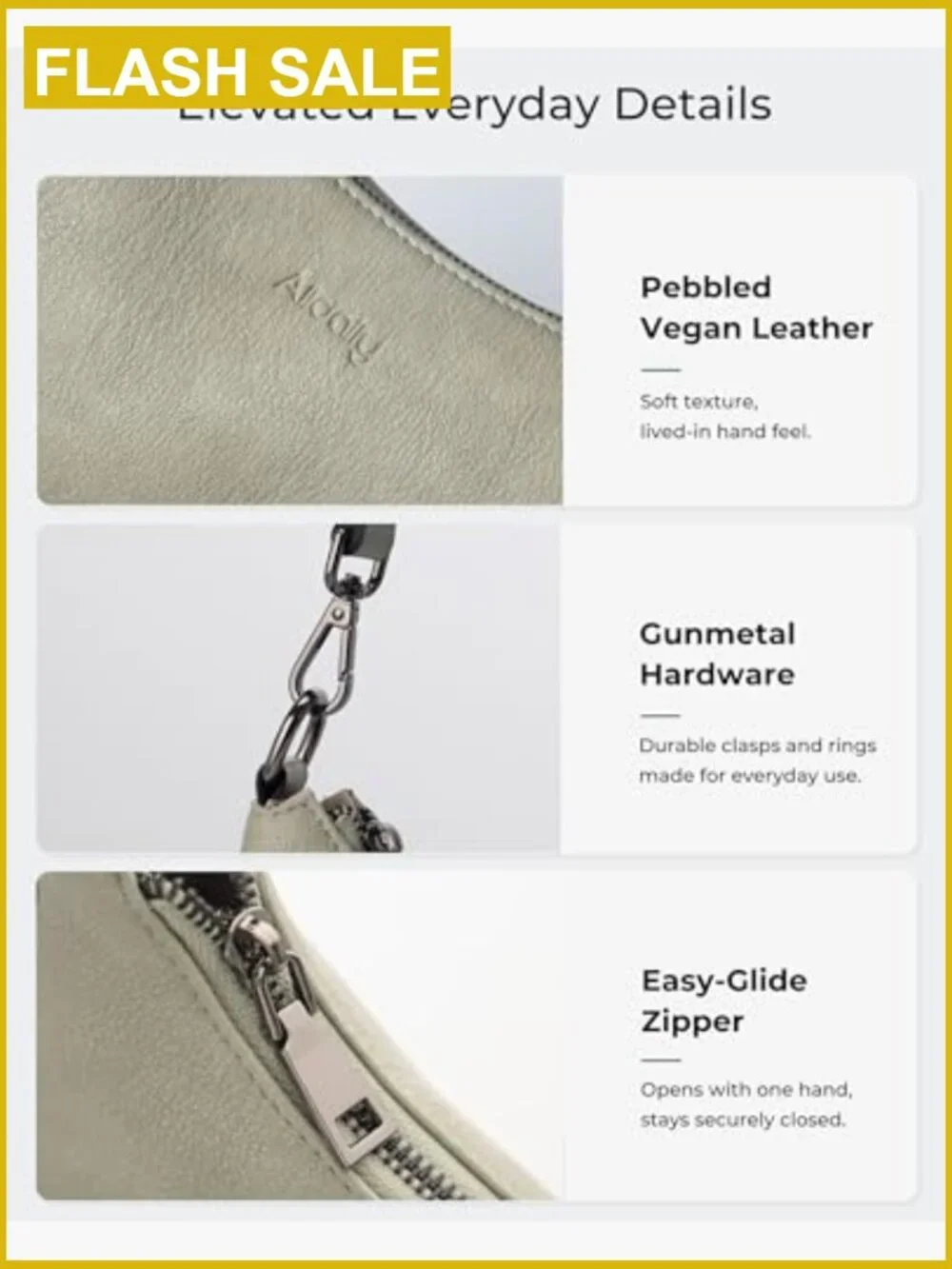 Vegan Leather Mini Crescent Hobo Purse Lightweight Handbag